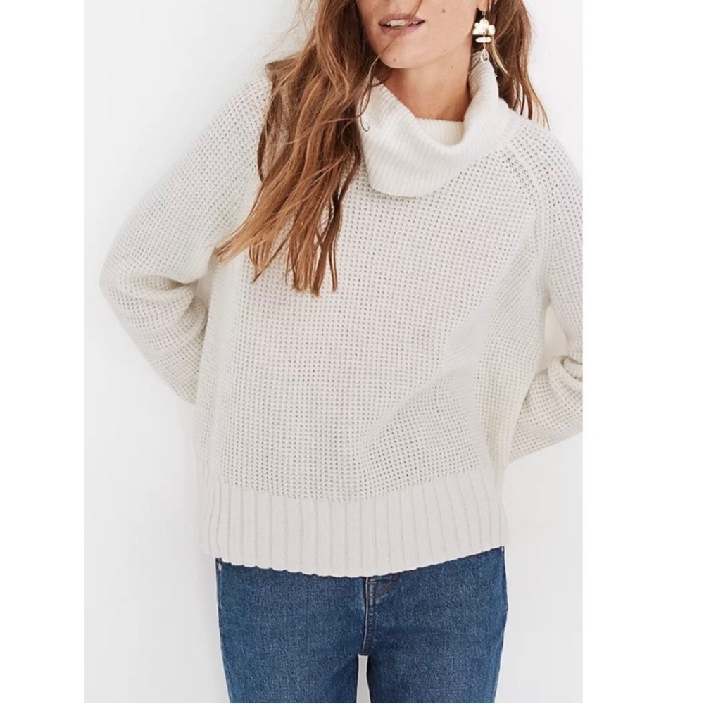 NEW Madewell Eastbrook Turtleneck Cross Back Sweater Cotton Merino Yarn Ivory